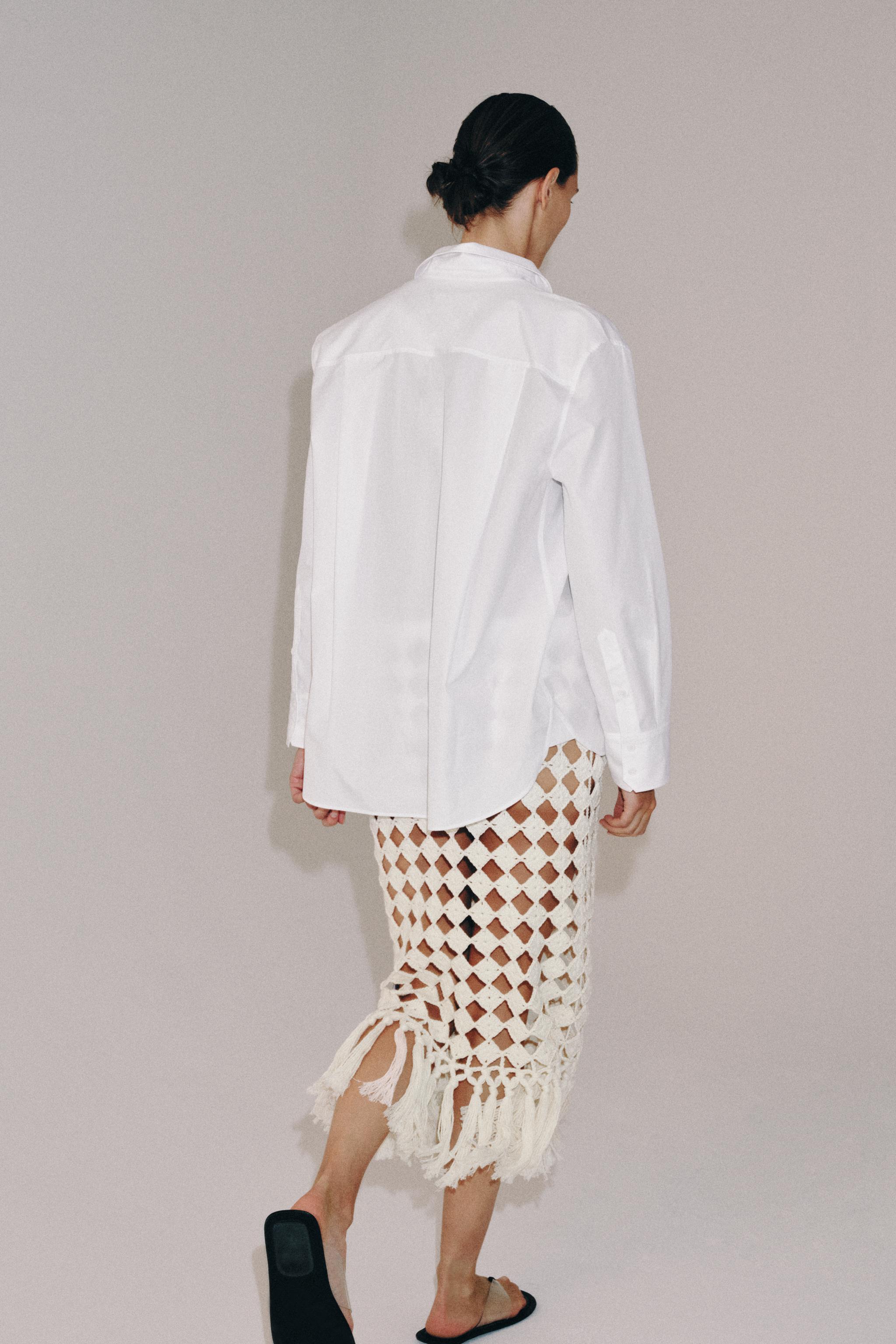 CROCHET FRINGED KNIT SKIRT